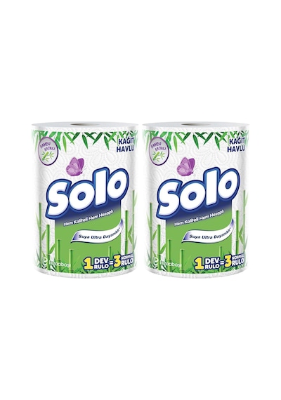Solo Bambu Dev Rulo Havlu 1:3 2 Paketi Çok Renkli