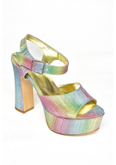 Fox Shoes S246057114 Renkli Platform Topuklu Kadın Ayakkabı Çok Renkli