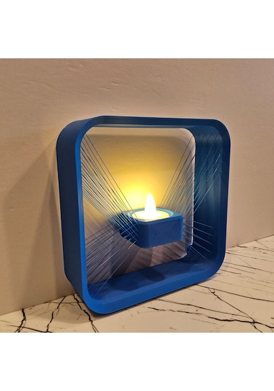 Masa Lambası 3 D Baskı - Kare- Mavi-