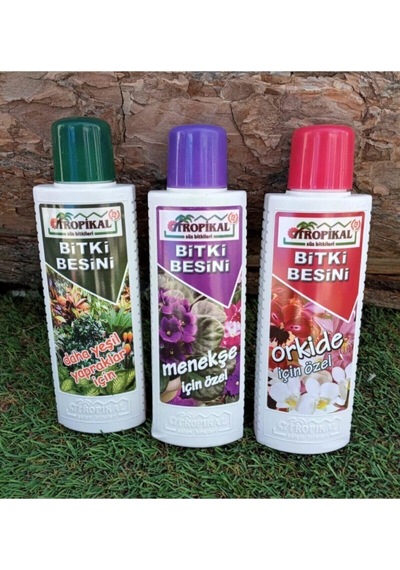 Tropikal Bitki Besini 3'lü Set, Menekşe Besini, Orkide Besini, Yeşil Yapraklı Bitki Besini Diğer