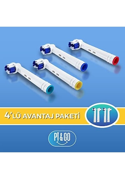 Pi&go Oral B Şarjlı Diş Fırçası Uyumlu Yedek Başlık - Elektrikli Diş Fırçası Yedek Başlığı, 4 Adet