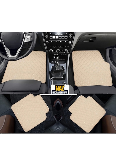 Ford Custom Uyumlu Bej Dikişli Bej Deri Paspas