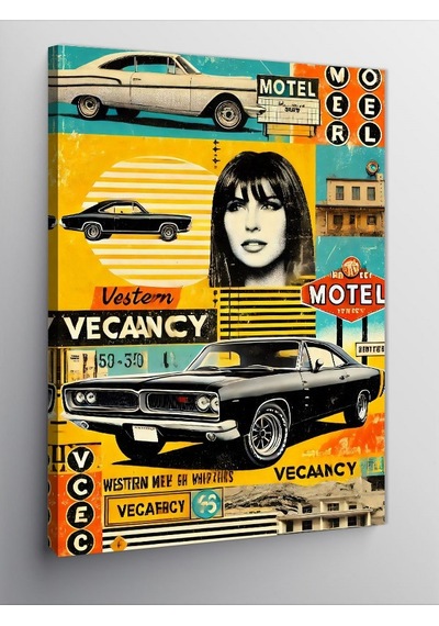 Kanvas Tablo Retro Motel Çıkışı 50cmx70cm