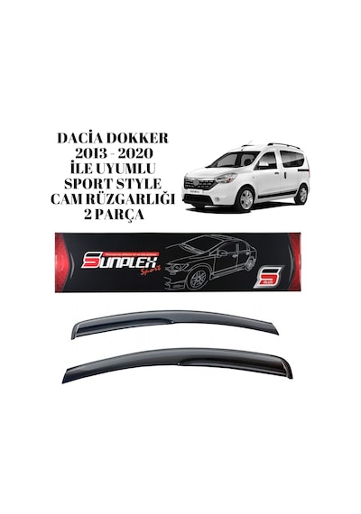 Dacia Dokker 2013 2014 2015 2016 2017 2018 2019 2020 İle Uyumlu Sport Style Cam Rüzgarlığı 2 Parça Sunplex 2 Adet