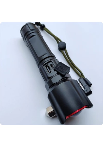 Gold Orion Full Metal Tasarım Çakarlı Zomlu 26650 8800mah Li-ion Bataryaya Sahip El Feneri Siyah