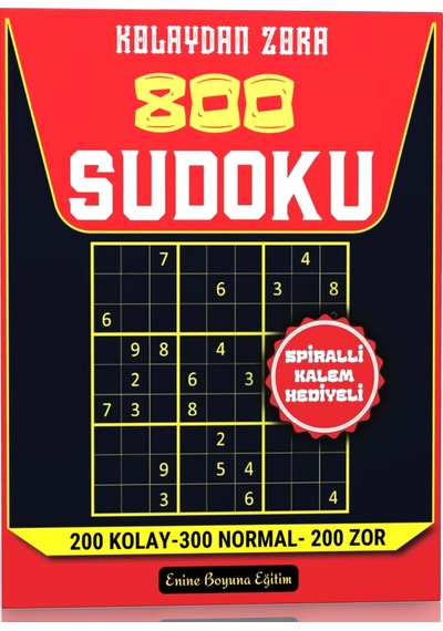 Kolaydan Zora 800 Sudoku Spiralli Büyük Boy Kitabı Cevaplarıyla