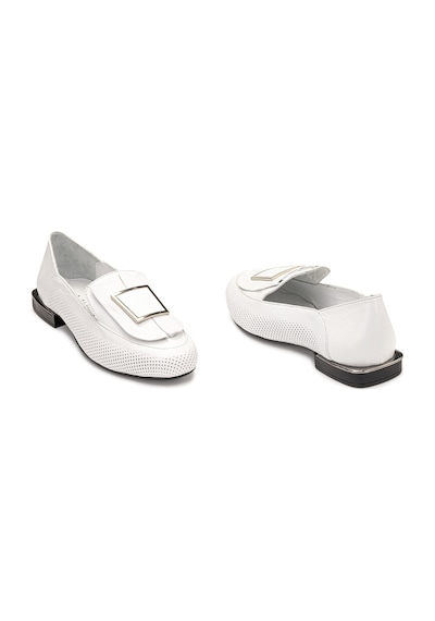 Kadın Hakiki Deri Günlük Klasik Loafer - Babet Ayakkabı Beyaz
