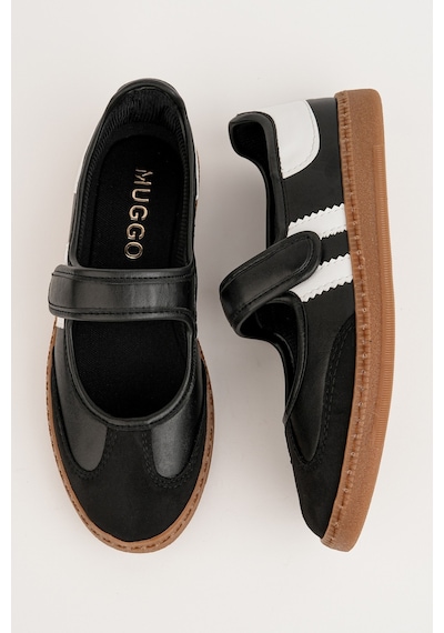 Muggo Speed Kadın Cırtlı Rahat Taban Günlük Sneaker Babet Ayakkabı Siyah