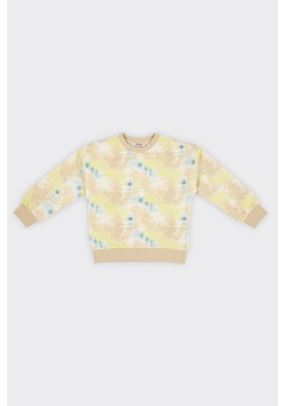 Kız Çocuk Batik Baskılı Bej Sweatshirt 7755782