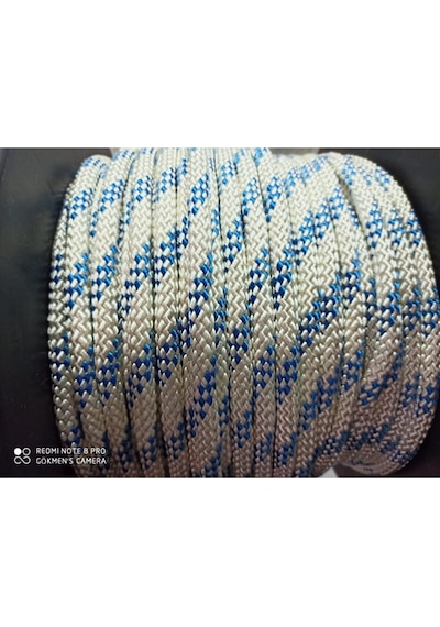 Molhalat 8 MM Iskota Halat 100 Metre-Parlak İpek Örgülü Polyester Halat-Tekne Halatı