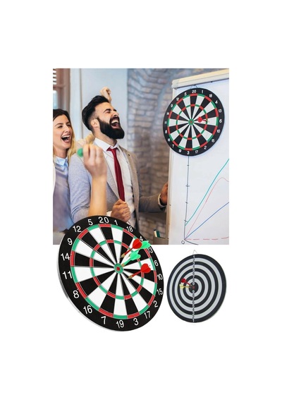 Çift Taraflı Dart Tahtası Ve 6 Adet Metal Uçlu Ok 40 CM Bullseye