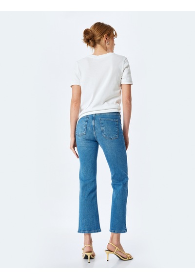 Koton Yüksek Bel İspanyol Paça Denim Pantolon - Kick Flare Jeans Orta İndigo 5sal40110md İndigo Koton Yüksek Bel İspanyol Paça Denim Pantolon - Kick Flare Jeans Orta İndigo 5sal40110md İndigo