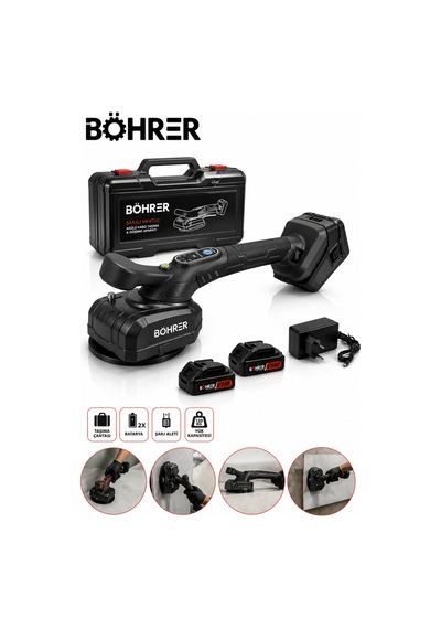 Böhrer Ba011339 Titreşimli Şarjlı Vakumlu Vantuz 120 Kg Taşıma Kapasiteli 2 Bataryalı Cam Fayans Mermer Granit Taşıma Aparatı