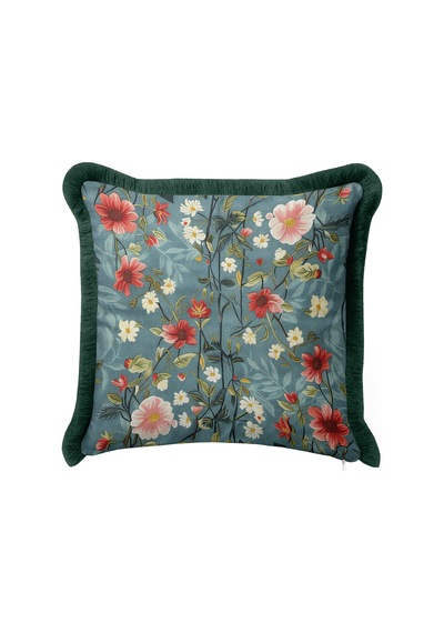 Çiçek Bahar Floral Saçaklı Yastık Kılıfı - Botanik Bohem Mavi Yeşil Siyah Püsküllü Kırlent Kılıfı Sessiz Kanyon Ritüel Çiçek Bahar Floral Saçaklı Yastık Kılıfı - Botanik Bohem Mavi Yeşil Siyah Püsküllü Kırlent Kılıfı Sessiz Kanyon Ritüel