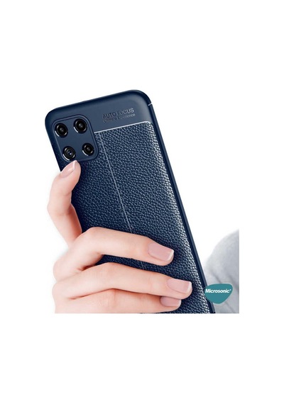 Microsonic Samsung Galaxy Uyumlu A22 4G Kılıf Deri Dokulu Silikon