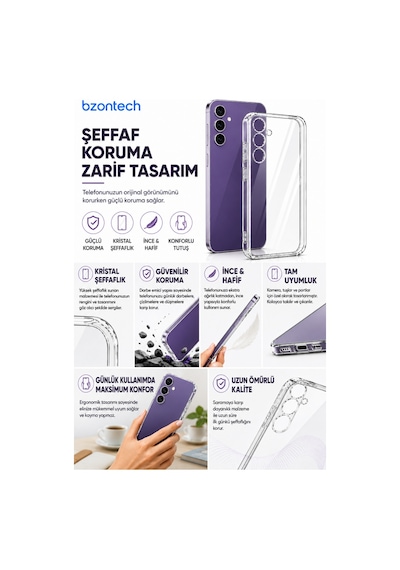 Samsung Galaxy S23 Fe Uyumlu Kılıf Şeffaf Kamera Korumalı 3d