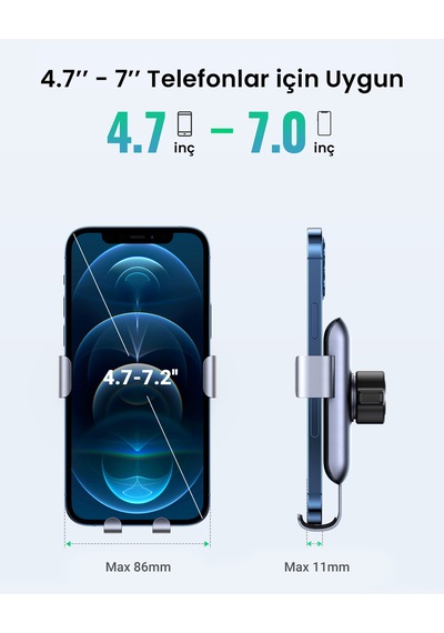 Ugreen Tüm Havalandırma Izgaralarına Uyumlu Araç İçi Telefon Tutucu, Uzay Grisi, 30401 Gri