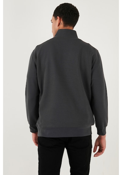 Buratti Pamuklu Regular Fit Yarım Fermuarlı Dik Yaka Erkek Sweat 5905470 Antrasit