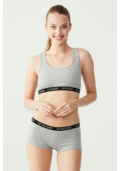 U.S. Polo Assn. Kadın Gri Melanj Sporcu Büstiyer Şort Set 65003