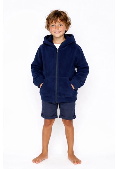 Coupon Çocuk Polar Fermuarlı Kapüşonlu Sweatshirt Lacivert