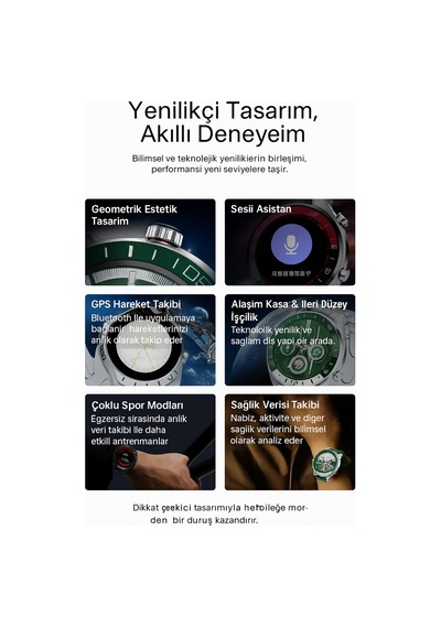 Metal Kasa Akilli Saat Bluetooth Arama, Amoled Ekran, Spor Modu, Nabiz Takibi Tüm Telefonlara Uyum