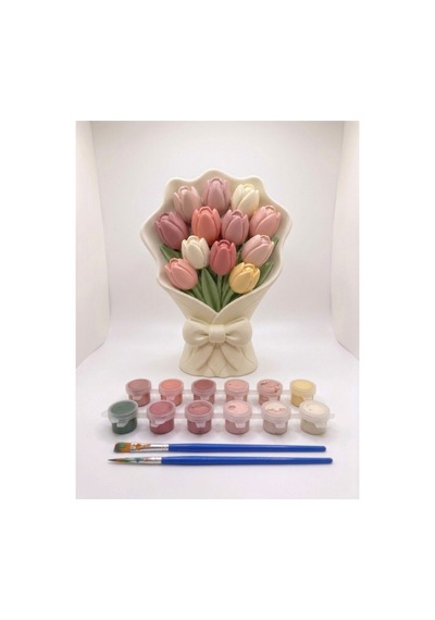 Lale Buketi Sevgili Boyama Seti Çiçek Buketi Taş Boyama Obje 20cm - 916343652