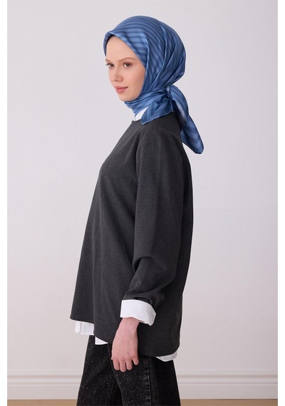 Belli İpek Eşarp - 4325-83 Mavi Twill
