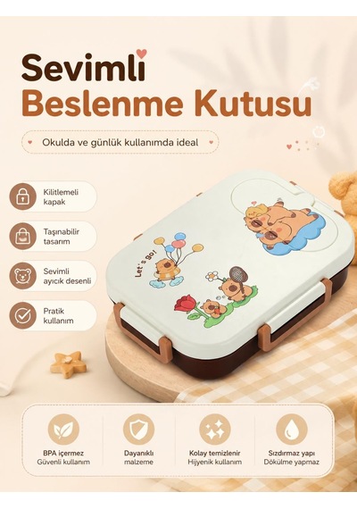 Vagonlife Vgn-7189 Let's Go 600 Ml Tek Katlı 2 Bölmeli Paslanmaz Çelik Yemek Kabı Lunch Box Çok Renkli