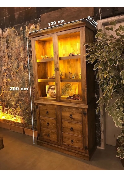 Rubicon Camsız Kapak Doğal Ladin Ahşap Kitaplık