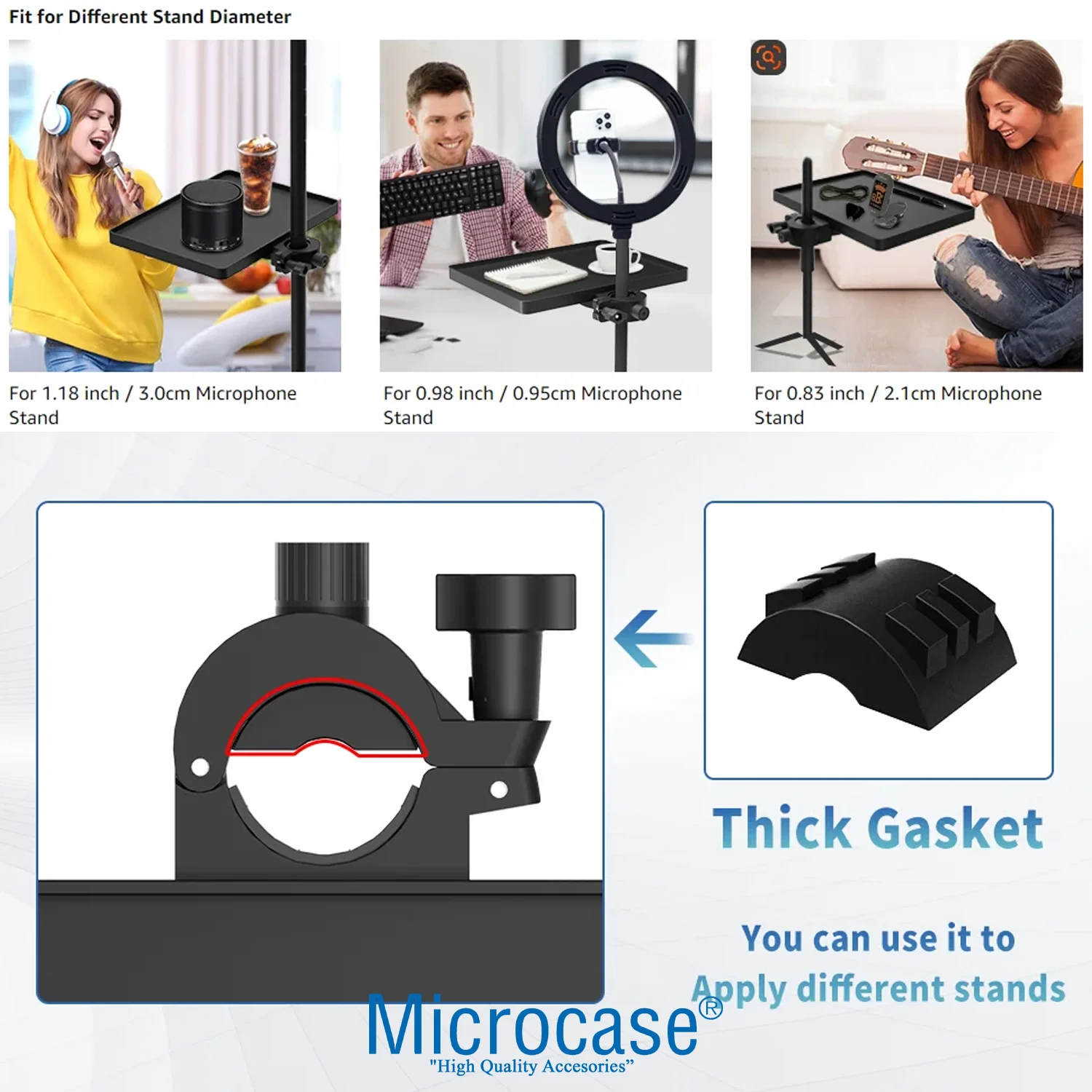 Microcase Tripodlara Monte Universal Sehpa Notebook Mikrofon Kitap Vb Malzeme Rafı 220x165mm - Al5288