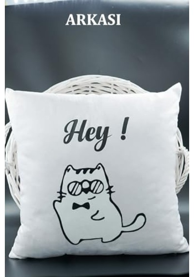 Kırlent Kılıfı Kadife 43x43 Cm Çift Taraflı Kalp Kedi Desenli Evlilik Teklifi Doğum Günü Diğer
