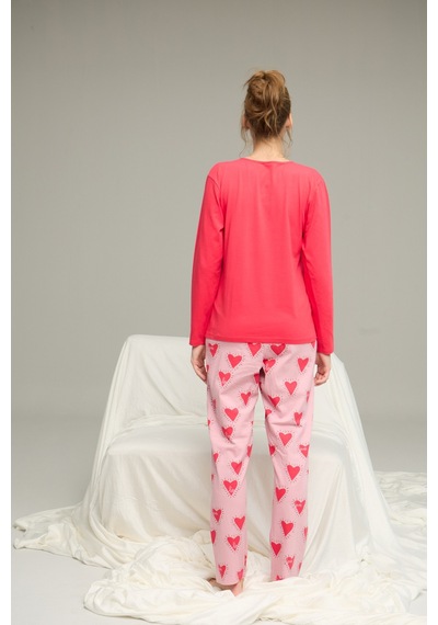 Siyah İnci Düğmeli Örme Pamuklu Pijama Takım25240218 NAR ÇİÇEĞİ