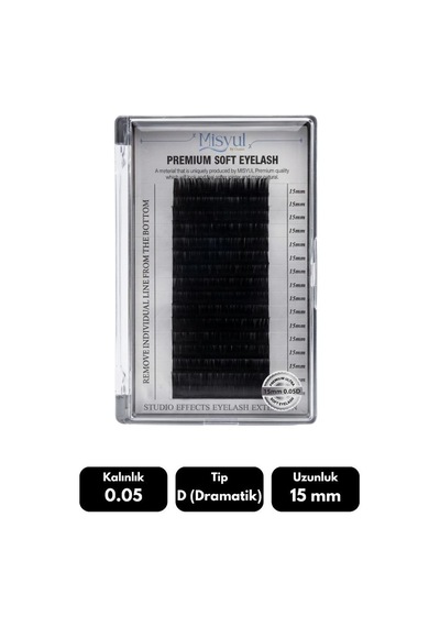 Misyul 0.05d Dramatik Kıvrım 15 Mm Soft Eyelash Doğal İpek Kirpik 16'lı