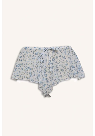 Defacto Çiçekli Açık Mavi Şort Pijama Alt H7587ax26spbe216 Mavi-be216
