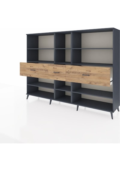Hyperion Dolap 9 Raflı 3 Çekmeceli 220x44x163 Antrasit-antrasit/ Antrasit-antrasit/çam Hyperion Dolap 9 Raflı 3 Çekmeceli 220x44x163 Antrasit-antrasit/ Antrasit-antrasit/çam
