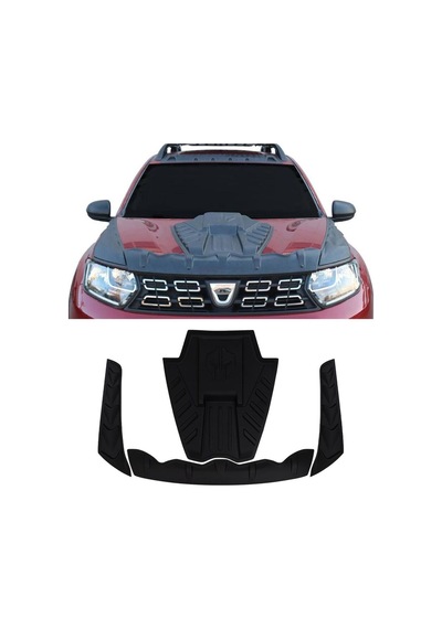 Dacia Duster 2018-2024 Uyumlu Kaput Scoop Ve Dragon Kaput Koruma Seti 4 Parça Abs Mat Siyah