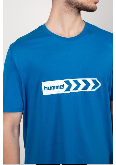 Hummel Armin Pamuklu Antrenman Tişört Sax Mavi Baskılı