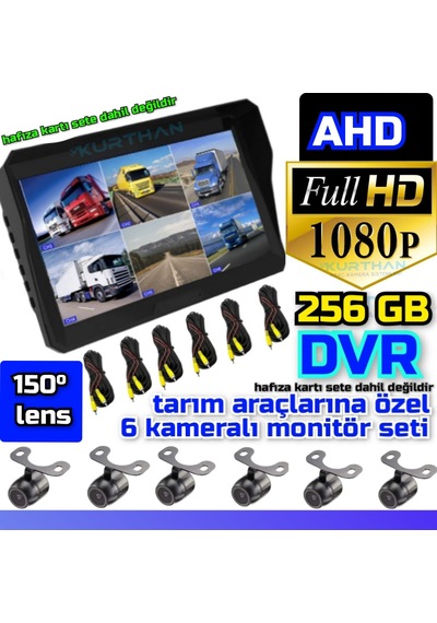 Qled Ekran 10'' Dvr Monitör 6 Adet Ahd 1080p Kelebek Kamera 12v