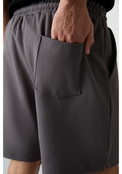Air Jones Tommy Life Koyu Gri Pamuklu Kalın Yumuşak Dokulu Comfort Fit Basic Erkek Şort - 81274 Koyu Gri
