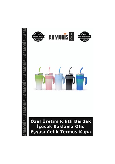 Özel Üretim Kilitli Bardak İçecek Saklama Ofis Eşyası Çelik Termos Kupa Çok Renkli