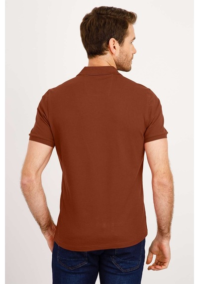 Erkek Kiremit Modernfit / Dar Kalıp Polo Yaka Tişört-3975 Kiremit