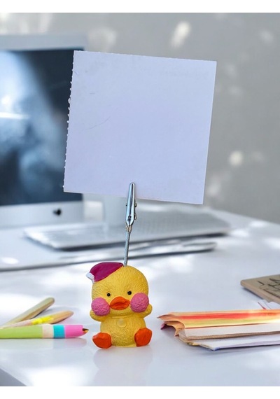 Pembe Şapkalı Civciv Temalı Not Tutacağı Fotoğraf Tutacak Tutucu Ofis Seti Hediyelik Pembe