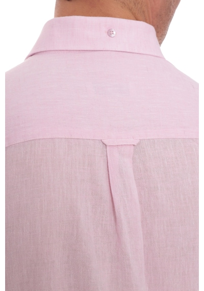 Slim Fit Uzun Kol Yaka Düğmeli Nefes Alan Keten Hediye Kutulu Erkek Gömlek Fs-004548 - Pembe-3234