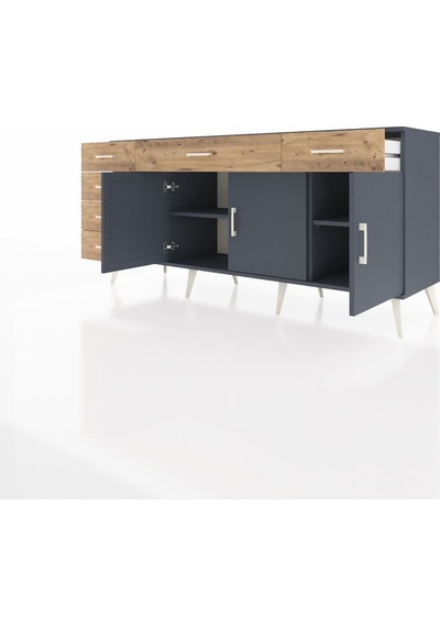 Hyperion Konsol 2 Raflı 6 Çekmeceli 3 Kapaklı 176x44x83 Antrasit-antrasit/çam Antrasit/çam Hyperion Konsol 2 Raflı 6 Çekmeceli 3 Kapaklı 176x44x83 Antrasit-antrasit/çam Antrasit/çam