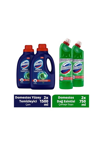 Domestos Yüzey Temizleyici Çam 1500 Ml X 2 + Domestos Dağ Esintis Diğer