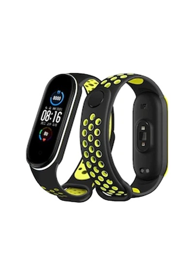 Cosmotex Newface Xiaomi Mi Band 4 Spor Delikli Kordon - Siyah-yeşil-beyaz