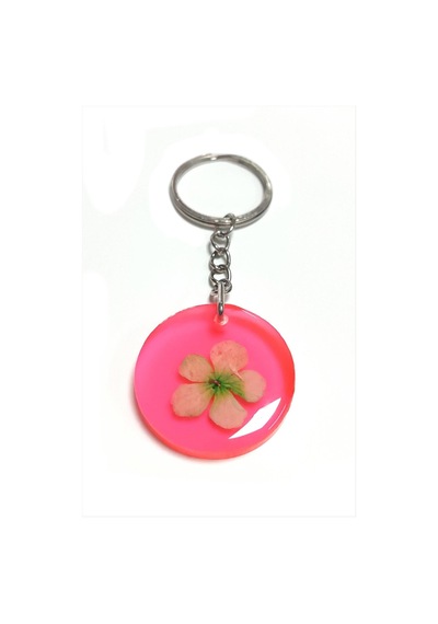 Kartopu - 999 - Çiçeği Papatya Epoksi - Csmo-tex - Anahtarlık-açık Pembe