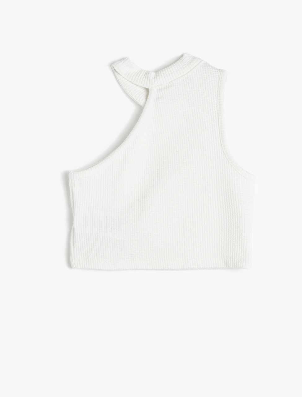 Koton Crop Üst Tek Omuz Kolsuz Fitilli Beyaz 3skg30006ak Beyaz