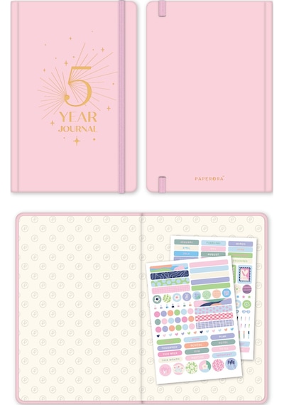 5 Yıllık Süresiz Günlük Ajanda 13x21 - Pembe Pembe