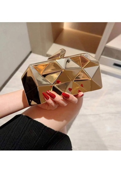 Öznora Zikzak Model Zincir Askılı Şık Abiye Çanta Altın